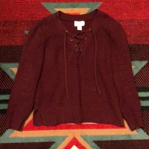 Maroon criss cross sweater